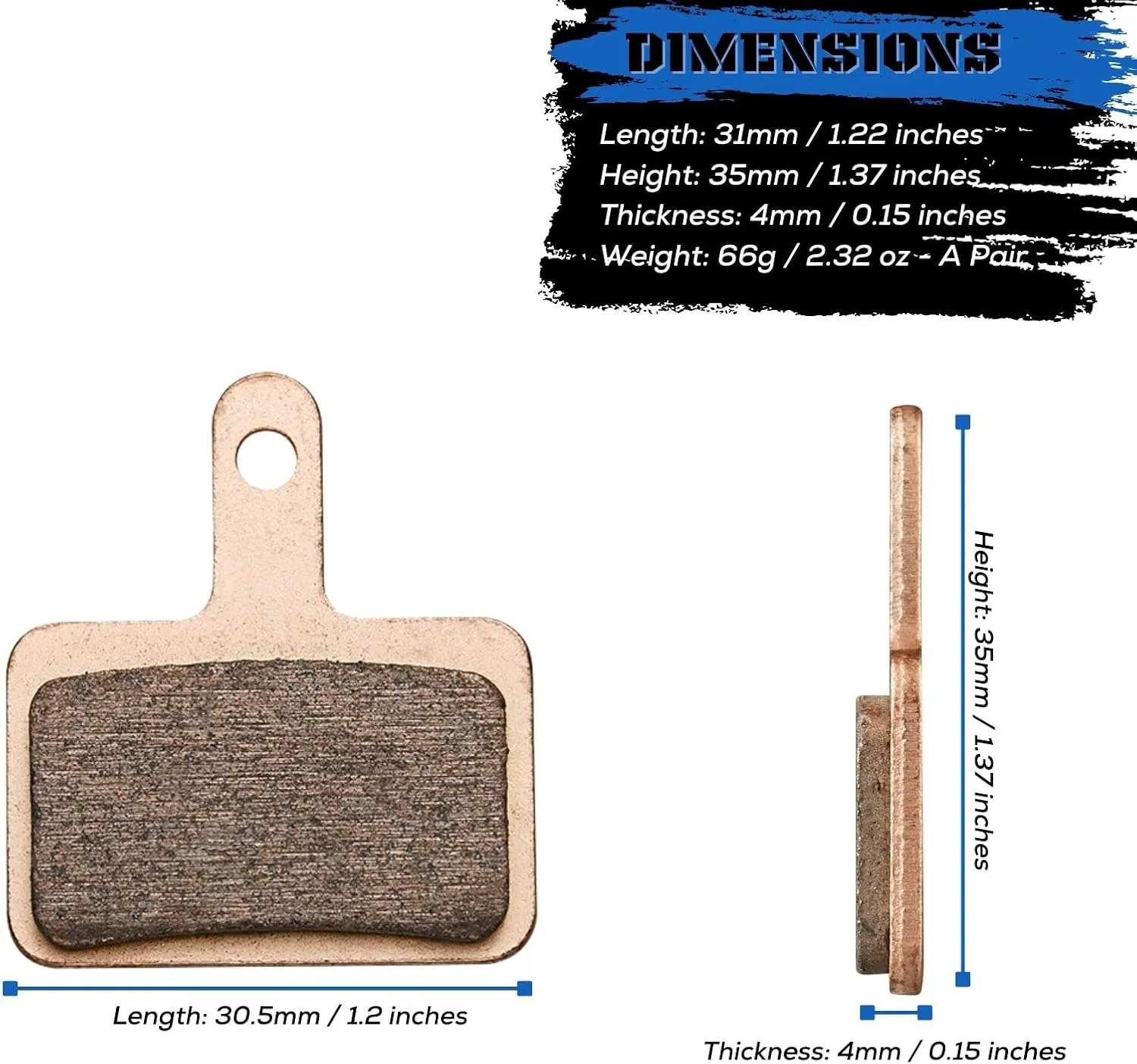 2 Pairs Brake Pads for TRP Tektro Shimano Deore Br-M575 M525 M515 T615 T675 M505 M495 M486 M485 M475 M465 M447 M446 M445 M416 M415 M395 M375 M315 M355 C601 C501(Resin,Semi-Metallic,Sintered Metal)