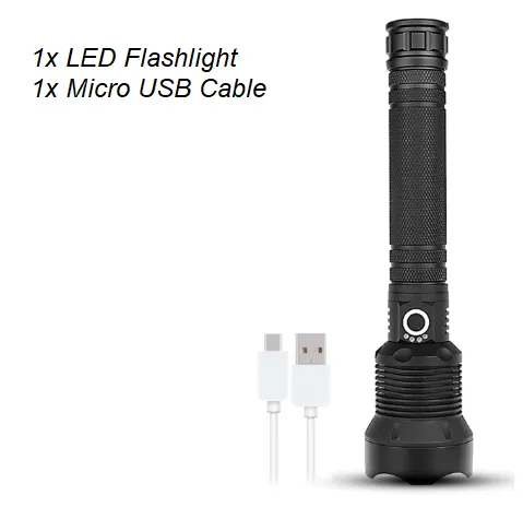 50000 Lumens most powerful LED flashlight with rechargeable battery