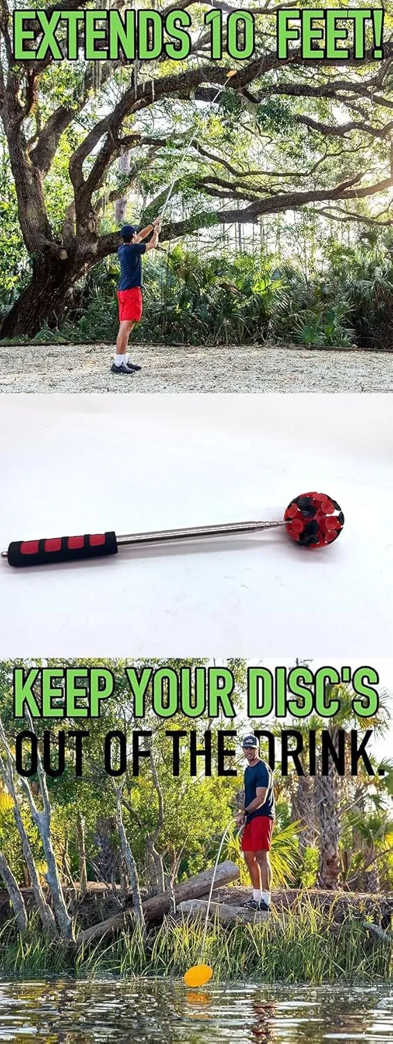 Disc Golf RetrieverDisc Retriever Disc GolfExtendable Disc Golf Retriever Pole with Suction Cup to Retrieve Discs in Water, Trees, Rocks, Bushes