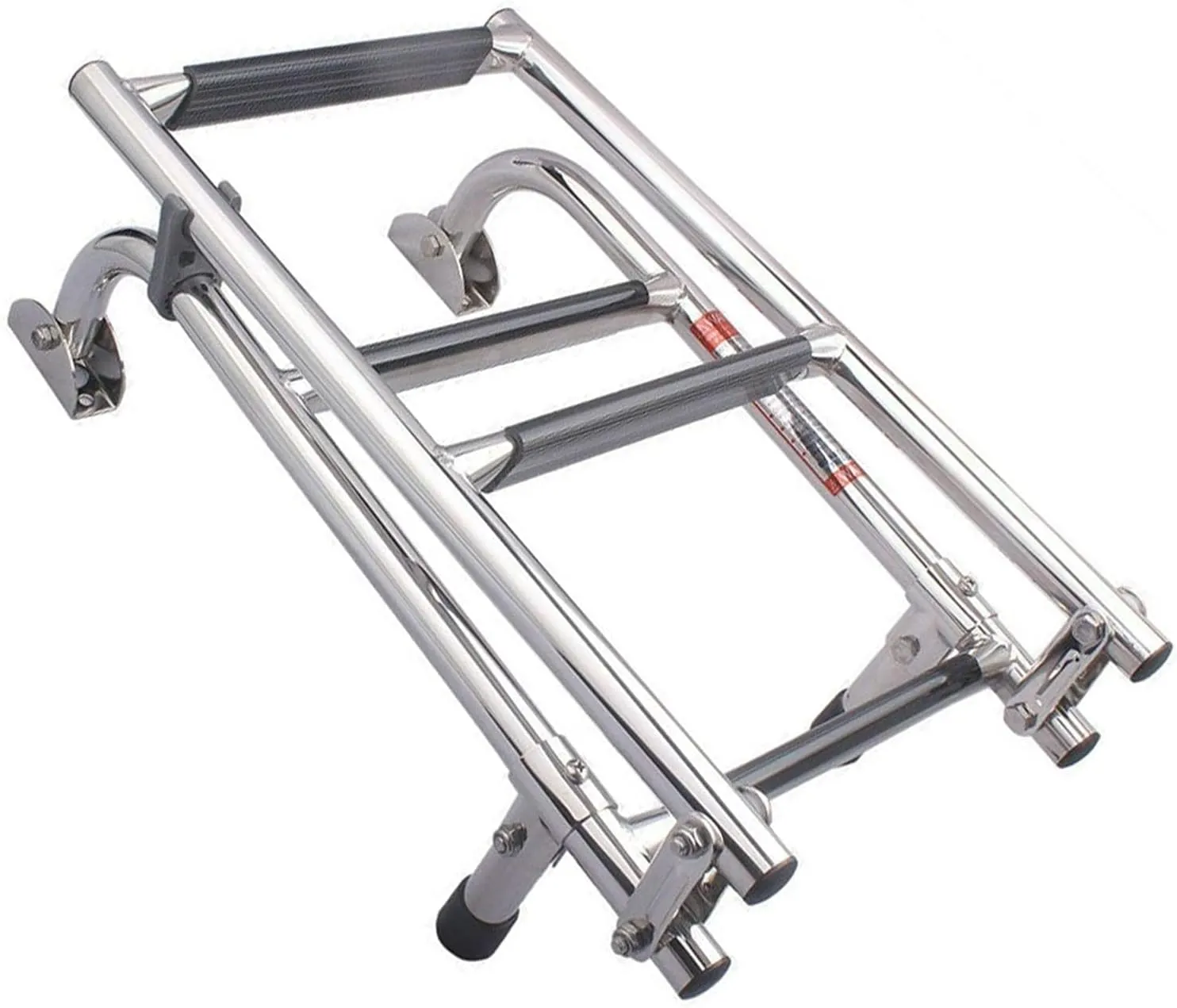 Dock Boat Ladders 4 Step Folding Boat Ladder, Heavy Duty Stainless Steel Drop Boat Ladder for Marine Yacht Stern Mount, Rear Entry Pontoon Ladder with Grips