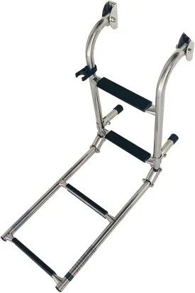 Dock Boat Ladders 4 Steps Boat Ladder Folding,Heavy Duty Stainless Steel Universal Pontoon Ladder with Hook for Deck Ship Side Stern Inboard Rear Entry