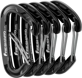 FresKaro 5pcs Nano Carabiner Clips, 8kN 1798lbs, Small Sturdy, Reliable Time-Tested Strong Spring Wiregate, Mini Size 2.37inch, Choice of 5colors