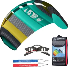 HQ Kites Symphony Beach III 51in (1.3m) Dual Line Parafoil Stunt Sport Kite Ready to Fly Outdoor Fun Sports for Boys and Girls Ages 8 and Up  Aqua Color