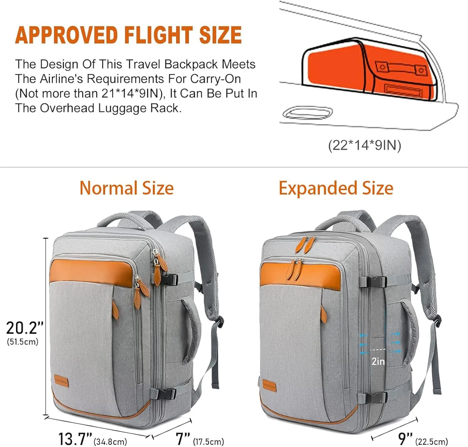 LOVEVOOK Carry on Backpack, 45L Extra Large Travel Backpack for Men & Women Airline Approved, Expandable Large Suitcase Backpacks With 4 Packing Cubes, Aer Travel Pack 3, Water Resistant Weekender Bag