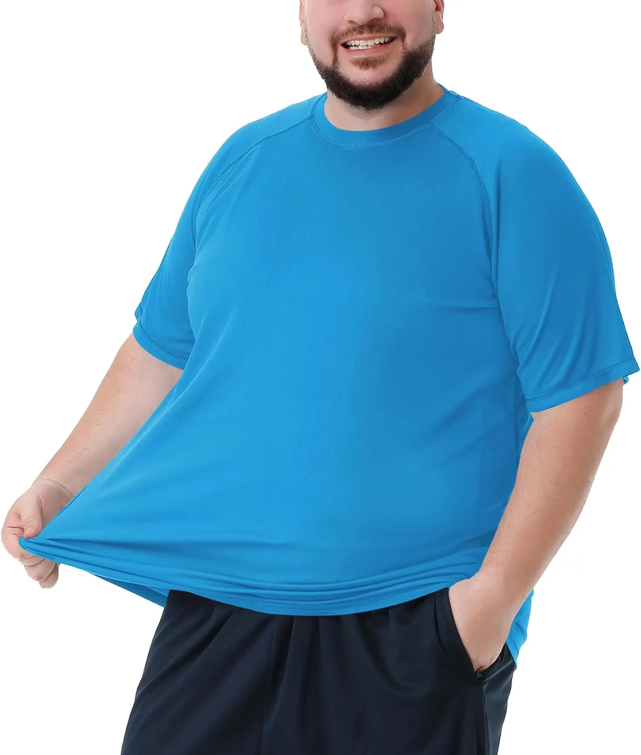 Mens Big and Tall Swim Shirt Sun Protection UPF 50  Rash Guard Quick Dry T-Shirt