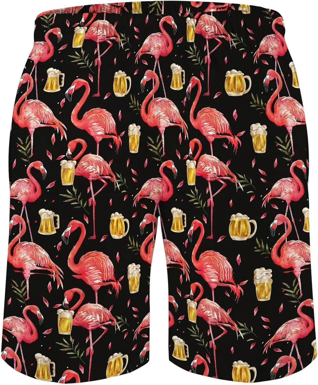 Men's Funny Cat Riding Unicorn with Gun Swim Trunks Boardshort Beach Shorts