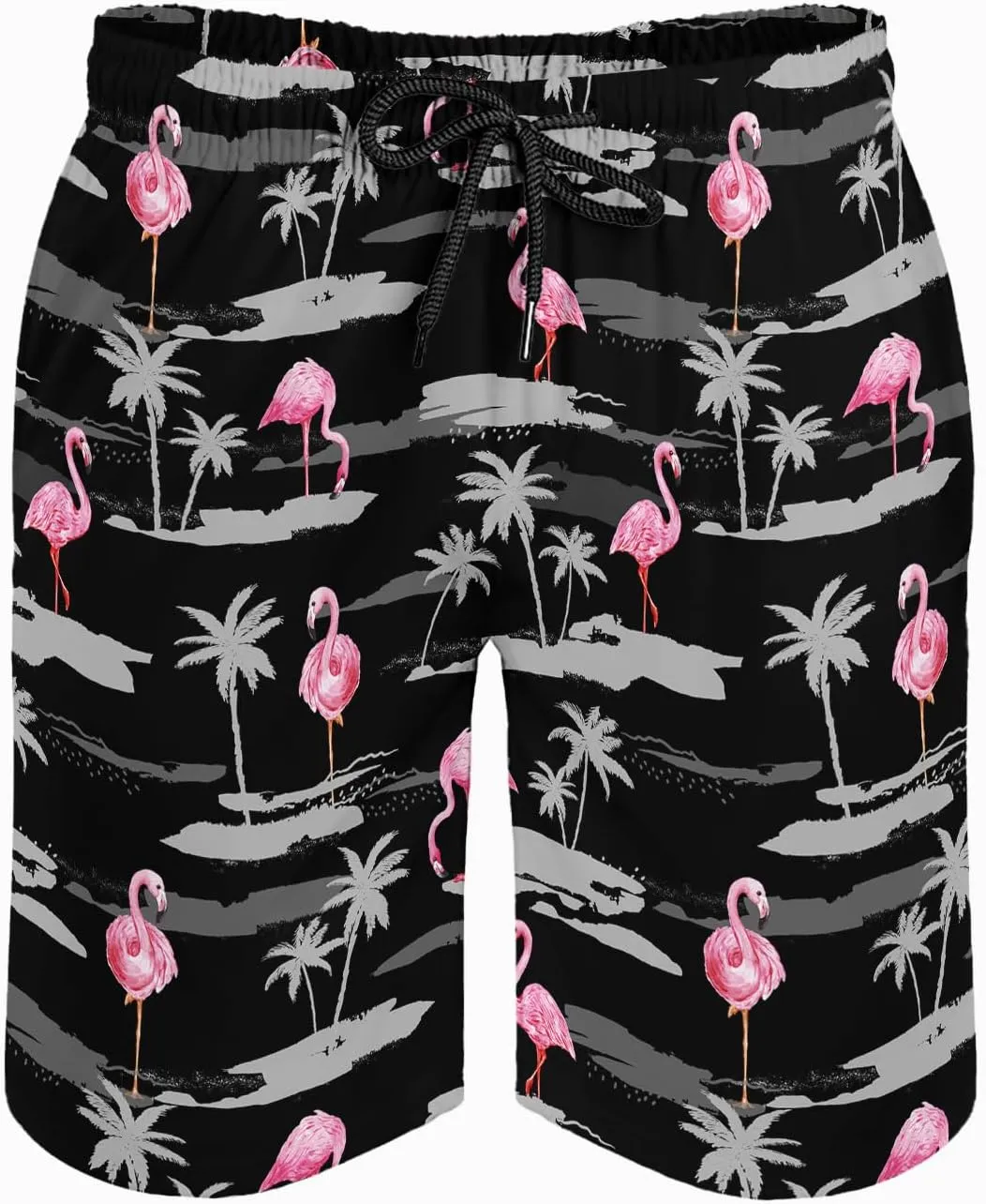 Men's Funny Cat Riding Unicorn with Gun Swim Trunks Boardshort Beach Shorts