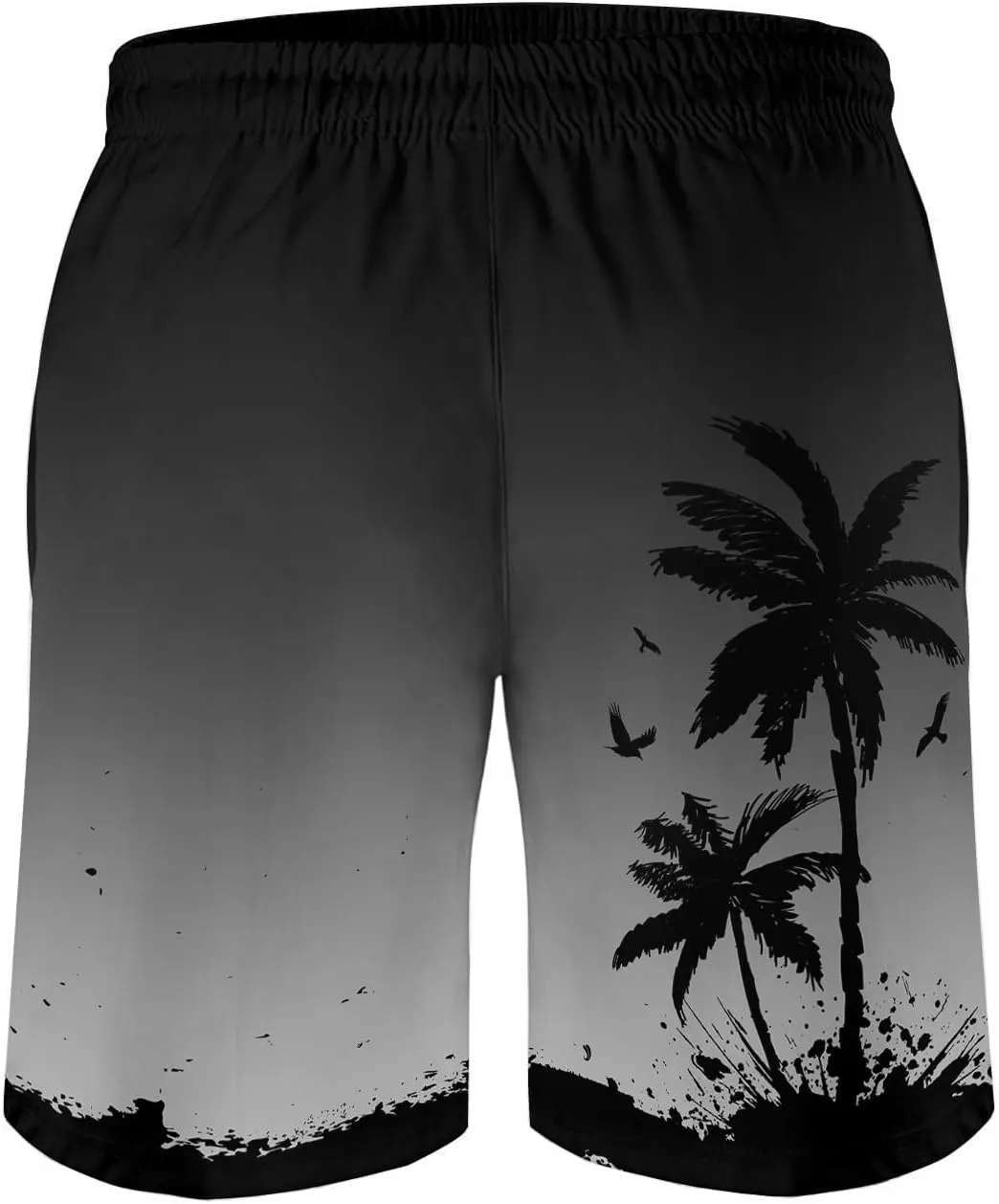 Men's Funny Cat Riding Unicorn with Gun Swim Trunks Boardshort Beach Shorts