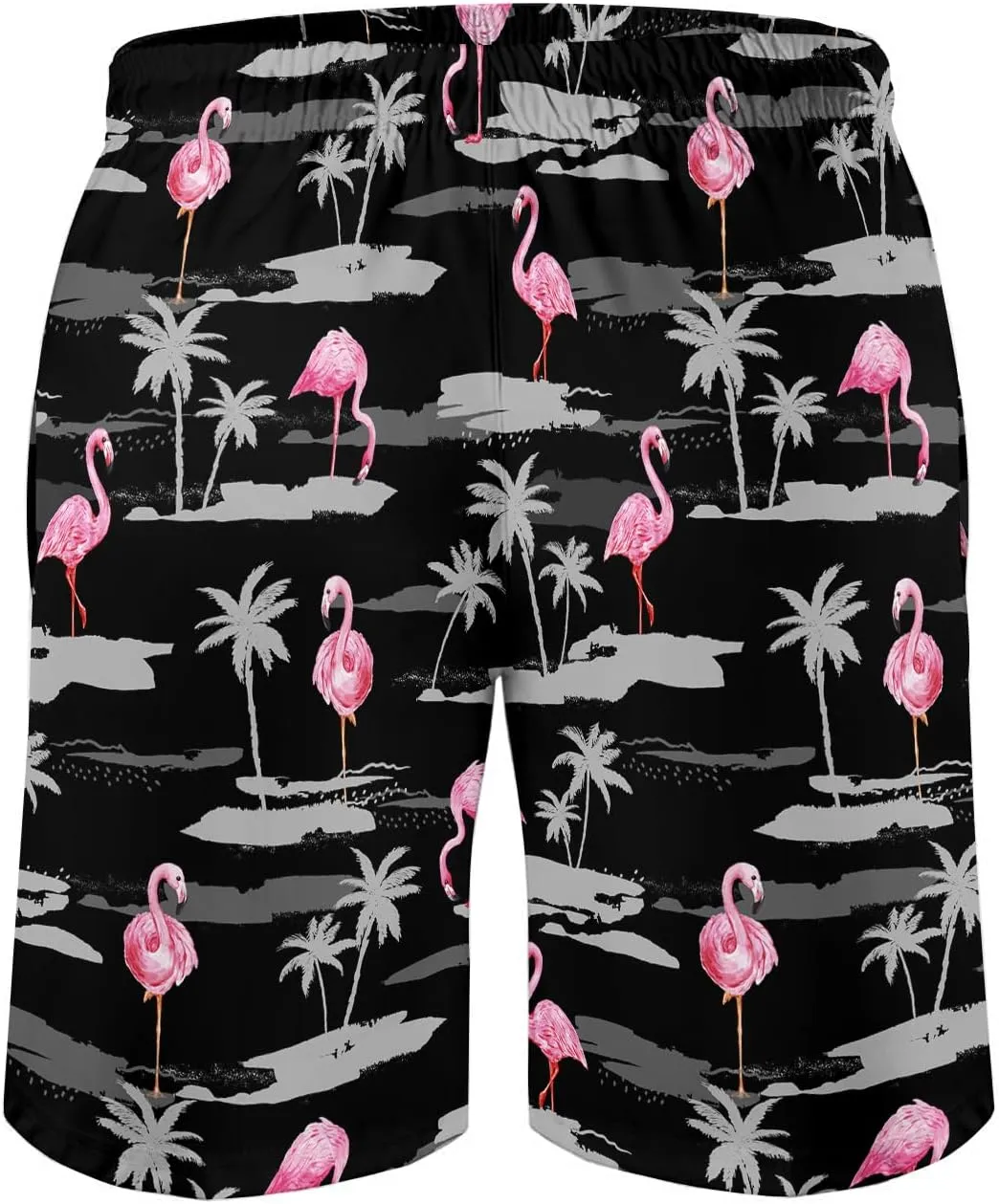 Men's Funny Cat Riding Unicorn with Gun Swim Trunks Boardshort Beach Shorts