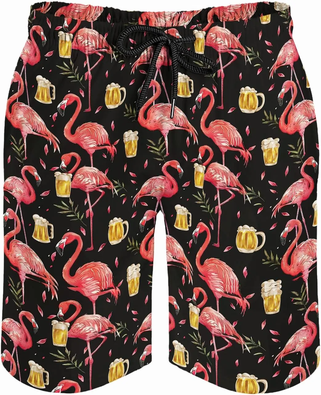 Men's Funny Cat Riding Unicorn with Gun Swim Trunks Boardshort Beach Shorts