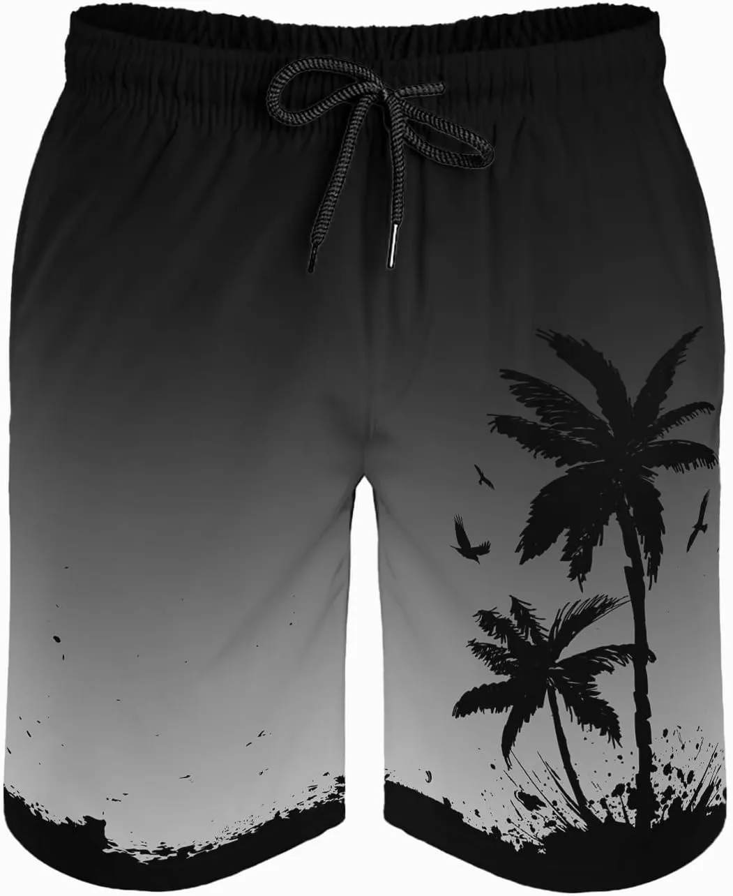 Men's Funny Cat Riding Unicorn with Gun Swim Trunks Boardshort Beach Shorts