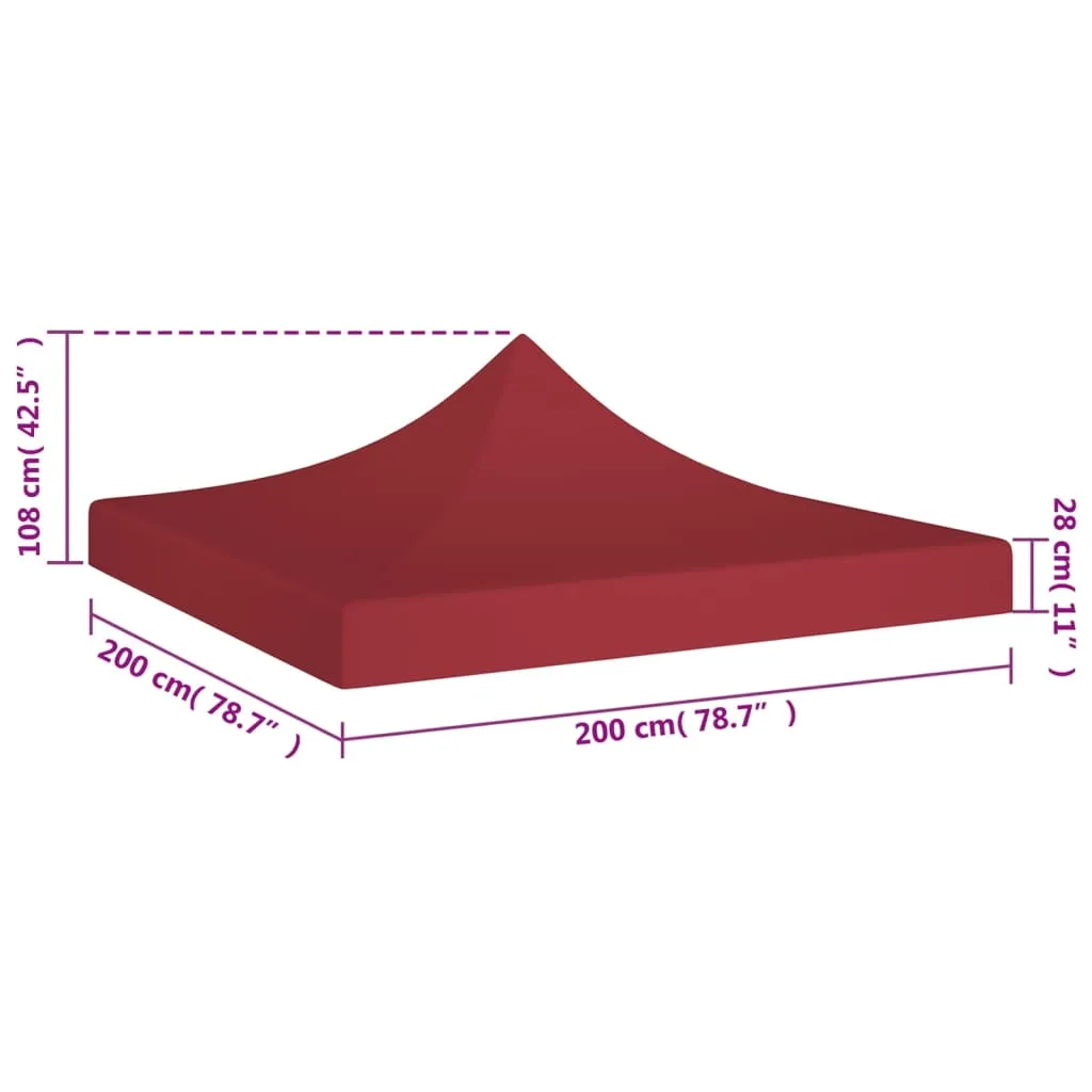 Party Tent Roof 2x2 m Burgundy 270 g/m²