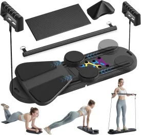 Pilates Reformer Set - Pilates Board for Home Workout, 6 in 1 Portable and Foldable Reformer Pilates Machine, Ab Roller Board, Pilates Equipment for for Core Workouts