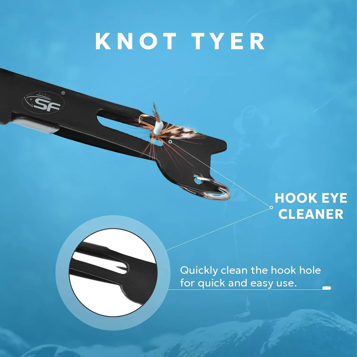 SF 3 in 1 Black Fly Fishing Nipper Fly Line Cutter Knot Tying Tool