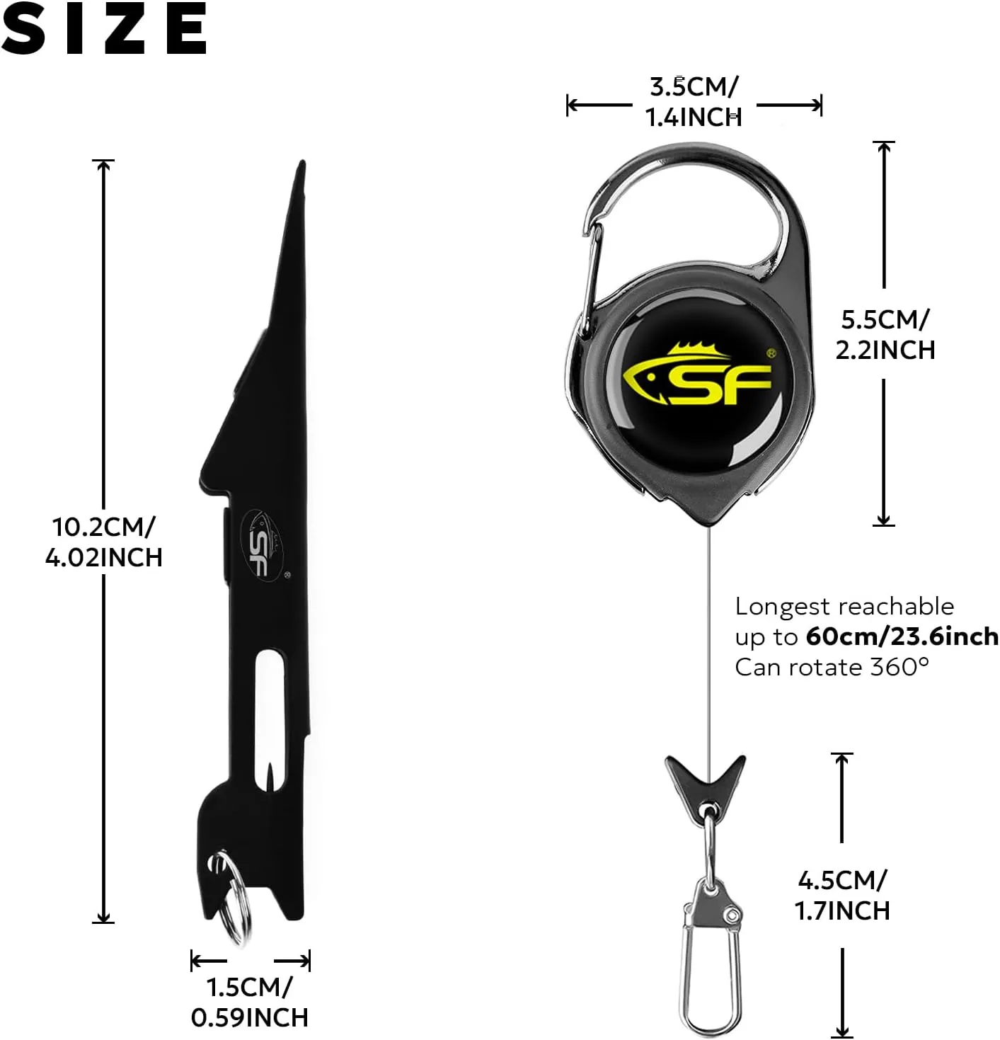 SF 3 in 1 Black Fly Fishing Nipper Fly Line Cutter Knot Tying Tool