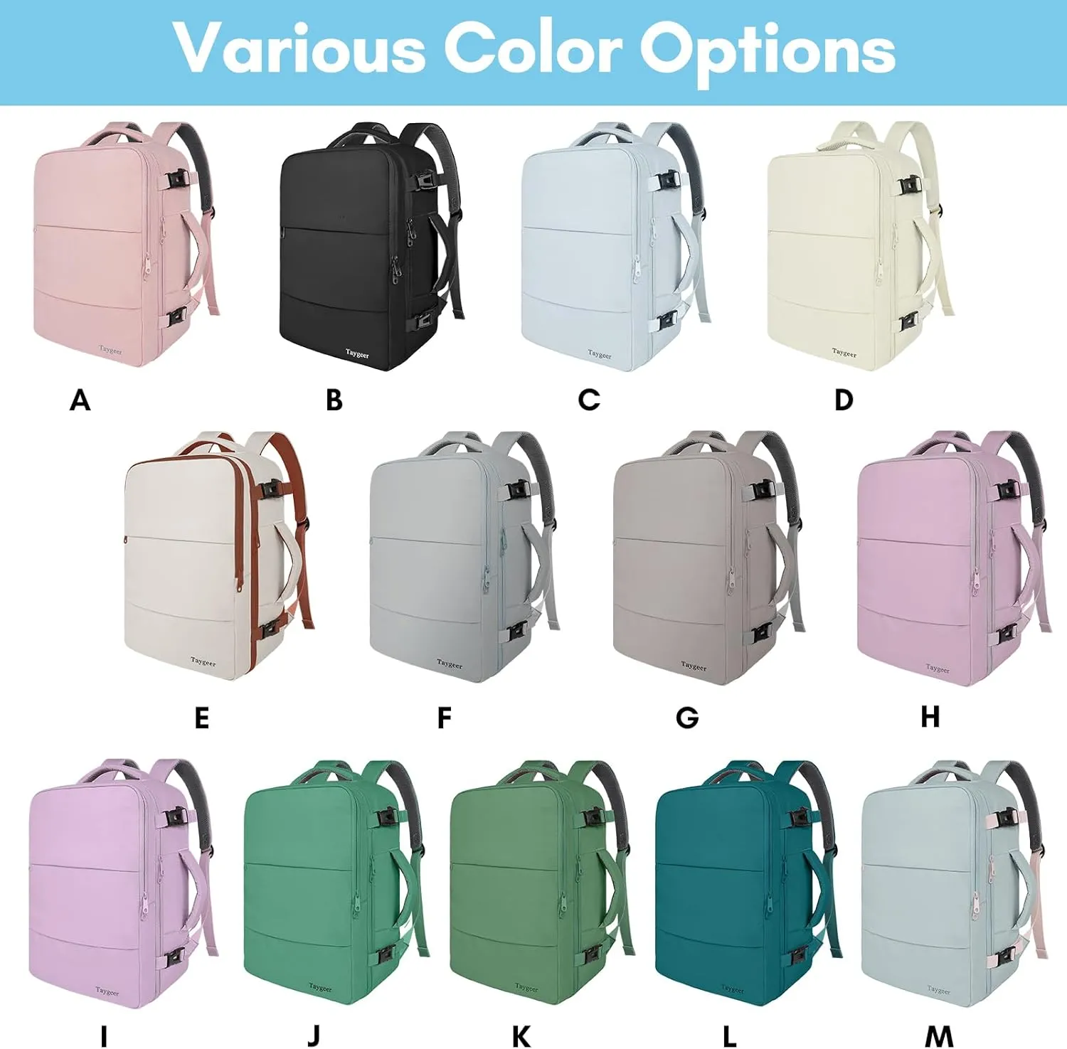 Taygeer Carry On Backpack, 40l Travel Backpack for Women Airline Approved, Cute Underseat Personal Item Travel Bag With Shoe Compartment, Casual Daypack Gifts for Friend Hiking Outdoor Weekend,Blue