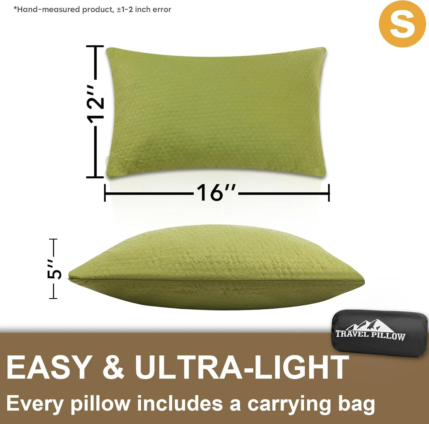 Travel Pillow Backpacking Pillow, Compressible Memory Foam Pillow Breathable Cover for Travel Airplane Hiking and Car