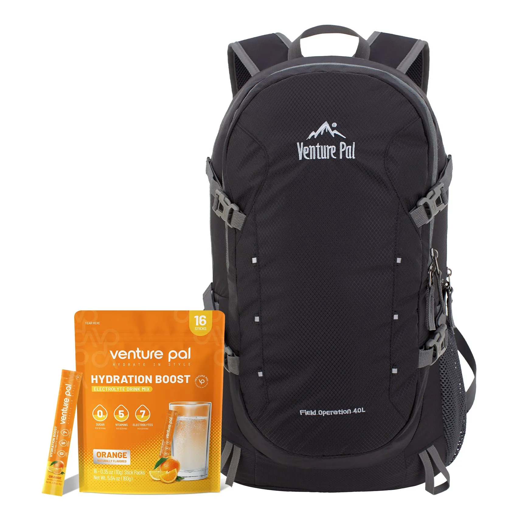 Venture Pal 40L Hiking Backpack and Zero Sugar Electrolyte Powder Orange Flavor